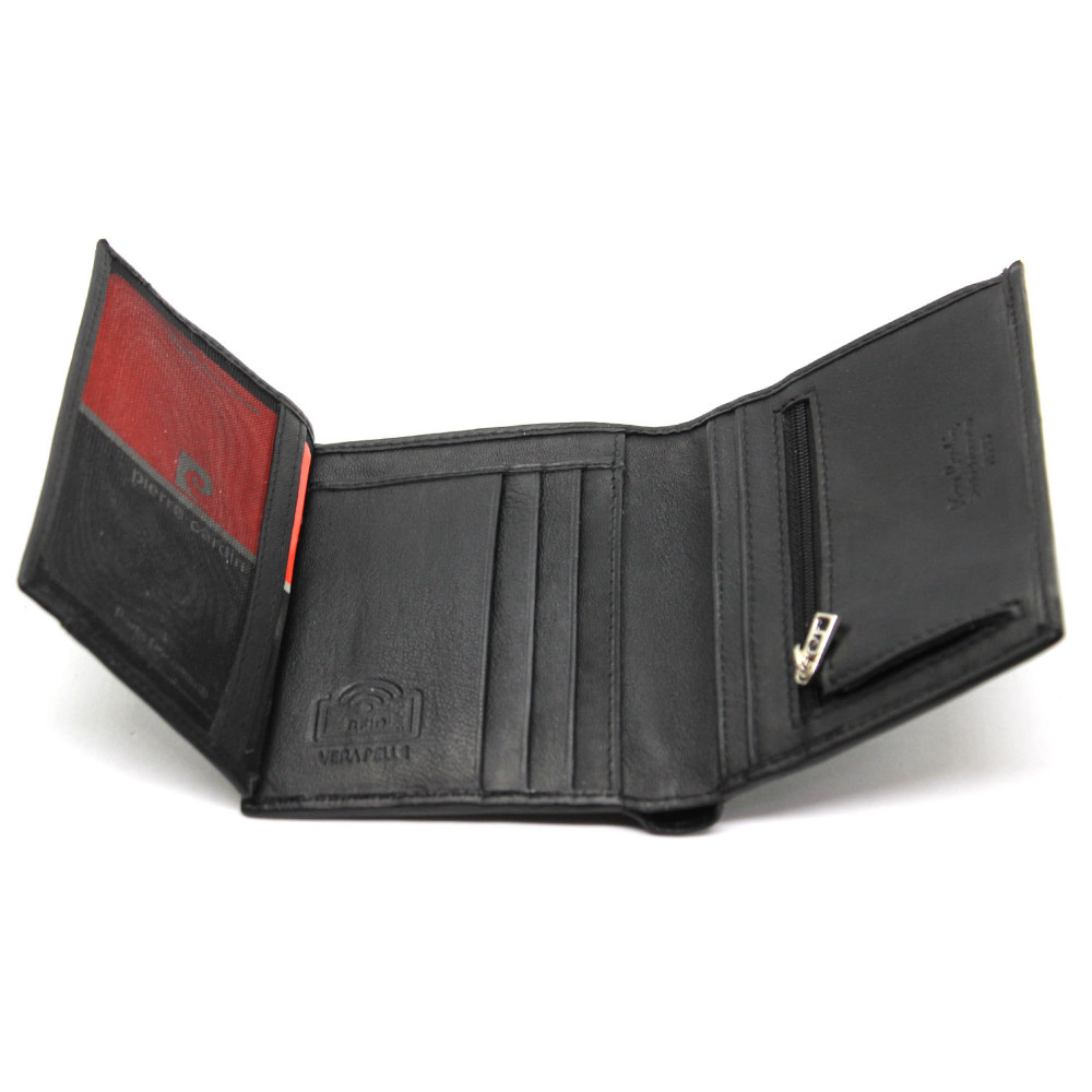 Portafoglio Uomo Pierre Cardin In Pelle Nera - Con Portamonete, Protezione RFID, 13x10cm - Foto 2